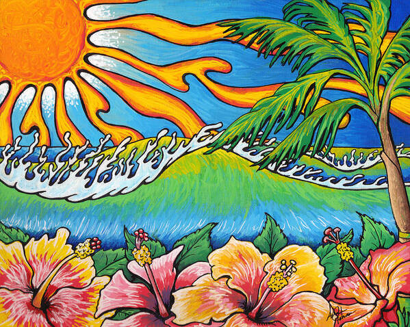 Surf Art Print featuring the painting Summer Blooms by Adam Johnson