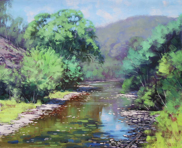 River Art Print featuring the painting Summer Light Williwa ck by Graham Gercken