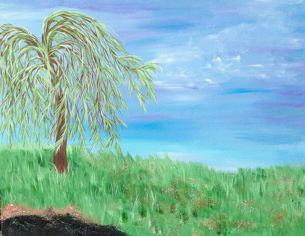 Willow Art Print featuring the painting Summer Willow by Angie Butler
