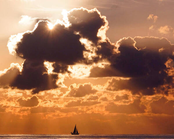 Sunrise Art Print featuring the photograph Sun Peek Sailboat by Lawrence S Richardson Jr