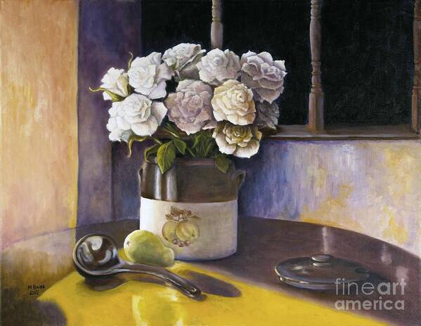 Still Life Art Print featuring the painting Sunday Morning and Roses Redux by Marlene Book