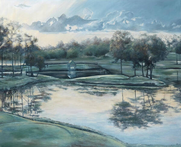 Landscape Art Print featuring the painting Sunrise on 18 by Katrina Nixon