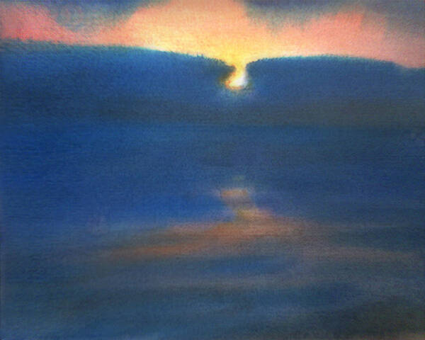 Sea Art Print featuring the painting Sunset 1 by Valeriy Mavlo