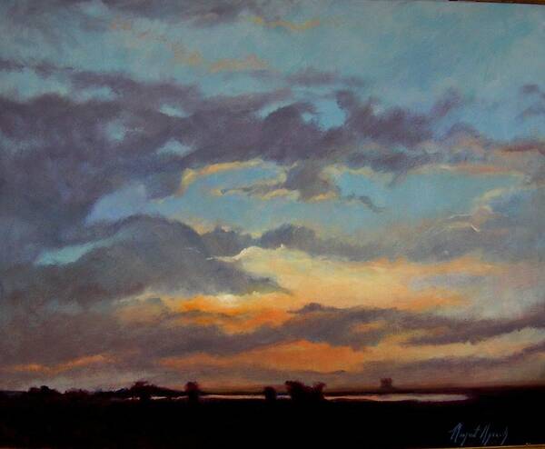 Sunset Art Print featuring the painting Sunset on the Prarie by Margaret Aycock