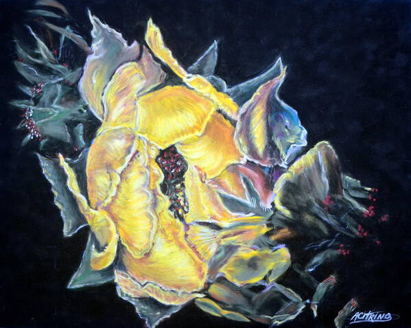 Cactus Rose Art Print featuring the pastel Sweet Desert Rose  Pastel by Antonia Citrino