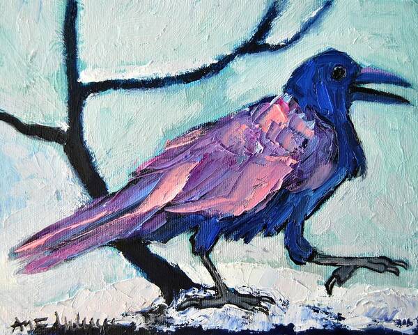 Crow Art Print featuring the painting Talkative Crow 1 by Ana Maria Edulescu