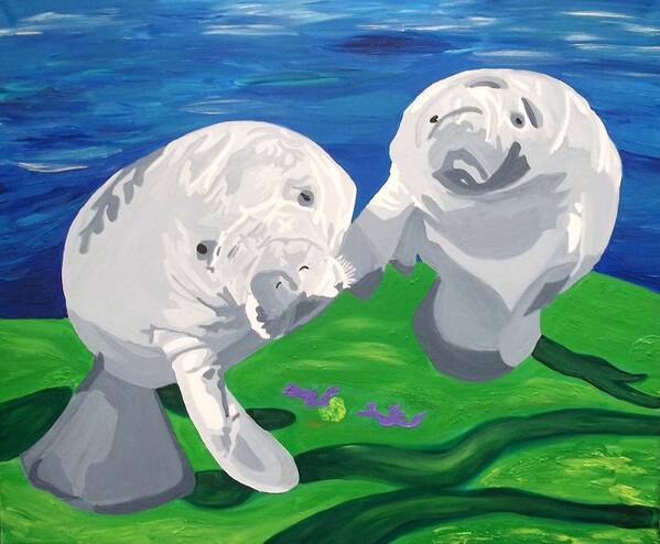 Manatee Art Print featuring the painting Tanio Curiosity by Amy Pugh