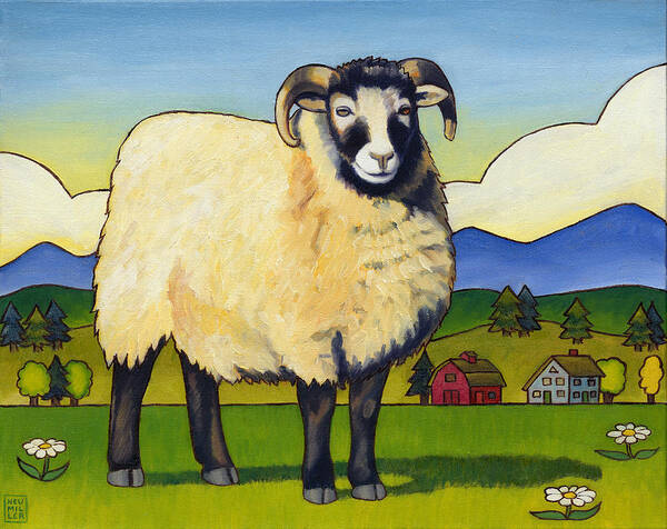 Sheep Art Print featuring the painting Taras Sheep by Stacey Neumiller