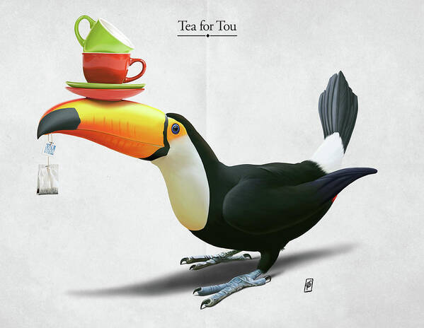 Toucan Art Print featuring the digital art Tea for Tou by Rob Snow