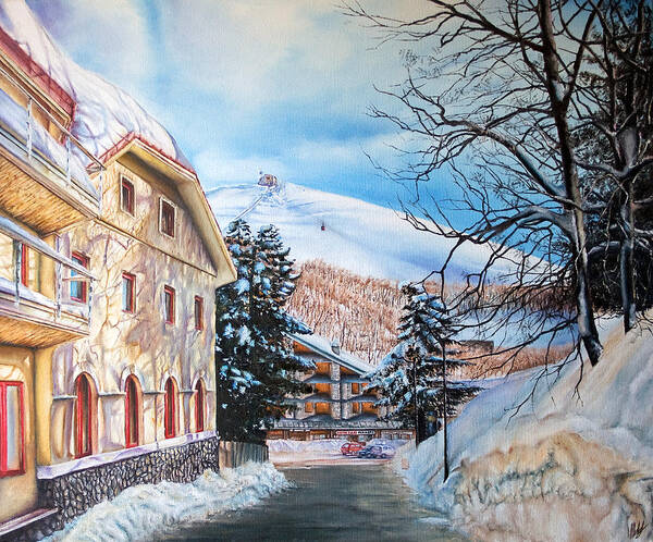 Ski Resort Art Print featuring the painting Terminillo by Michelangelo Rossi