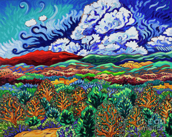 Southwestern Landscape Art Print featuring the painting That's Where You'll Find Me by Cathy Carey