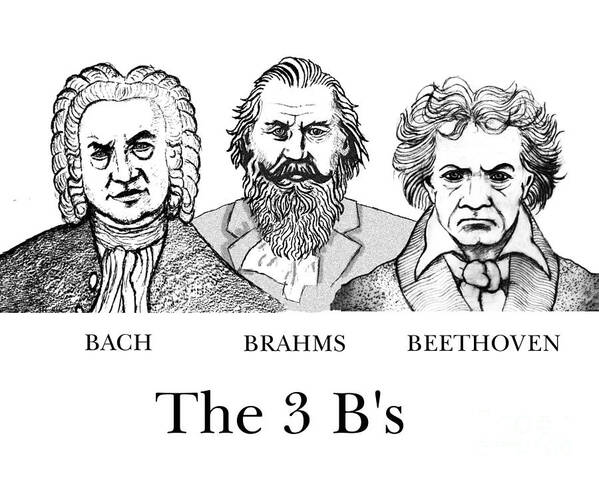 Bach Art Print featuring the digital art The 3 B's by Paul Helm
