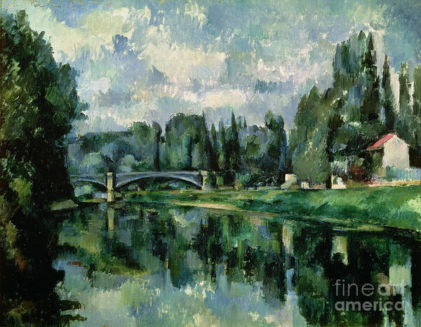 The Art Print featuring the painting The Banks of the Marne at Creteil by Paul Cezanne