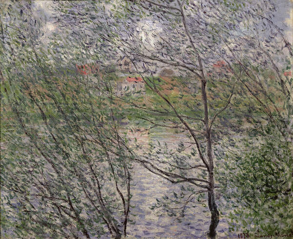 The Art Print featuring the painting The Banks of the Seine by Claude Monet