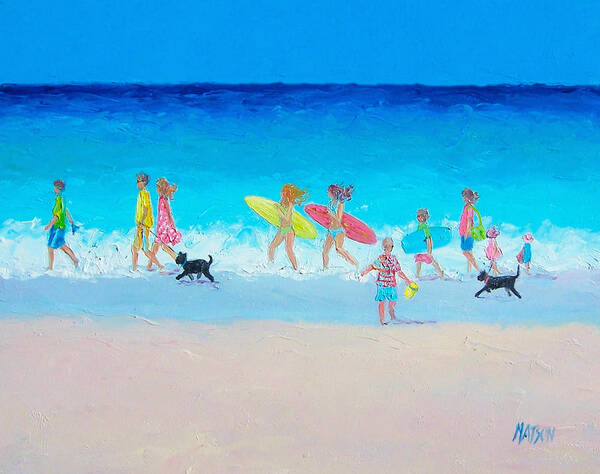 Beach Art Print featuring the painting The Beach Parade by Jan Matson