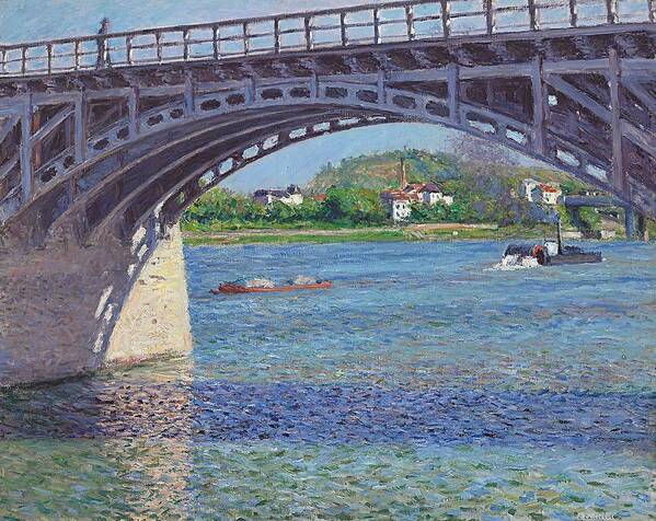The Bridge At Argenteuil And The Seine Art Print featuring the painting The Bridge at Argenteuil and the Seine by Gustave Caillebotte
