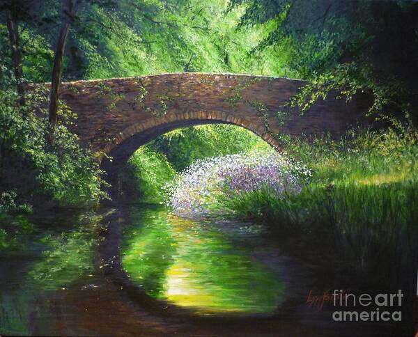 Bridge Art Print featuring the painting The Bridge where two Souls meet... by Lizzy Forrester