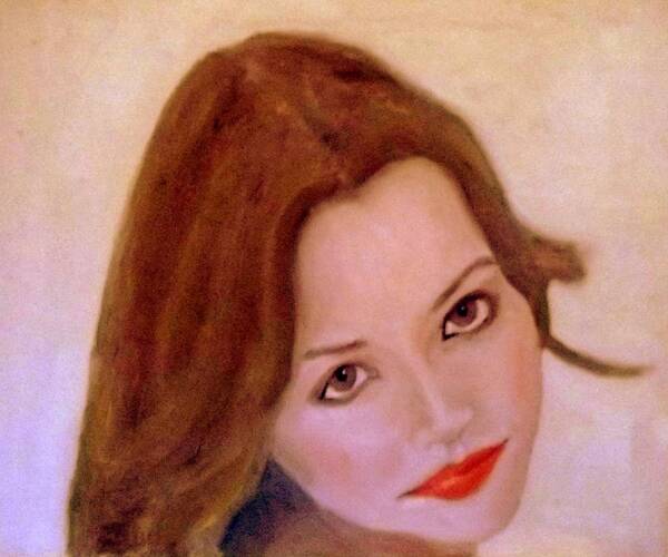 Young Pretty Woman Art Print featuring the painting The Brunette With Brown Eyes by Peter Gartner