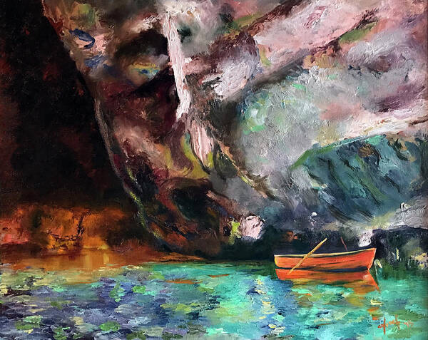 Boat Paintings Art Print featuring the painting The Cove by Josef Kelly