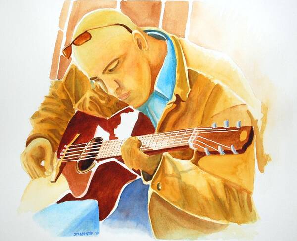 Watercolor Art Print featuring the painting The Guitar Player by Gerald Carpenter