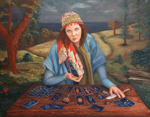 Figurative Art Art Print featuring the painting The Gypsy Fortune Teller by Portraits By NC