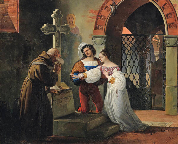 Francesco Hayez Art Print featuring the painting The Marriage of Romeo and Juliet by Celestial Images