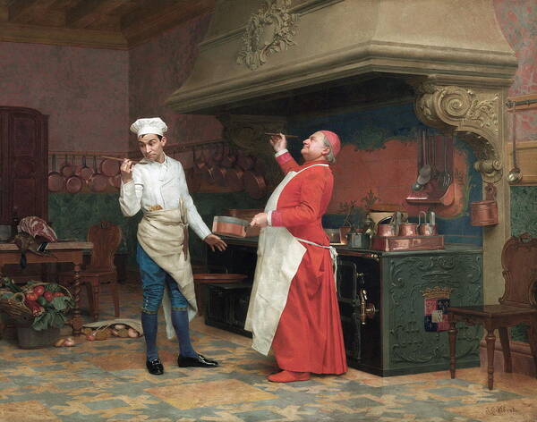 Appetite Art Print featuring the painting The Marvelous Sauce by Jehan Georges Vibert