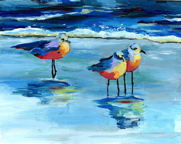 Beach Art Print featuring the painting The Pipers by Debbie Brown