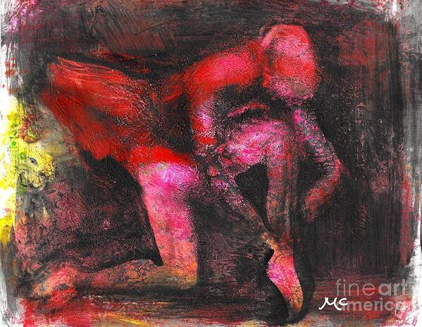 Dancer Art Print featuring the mixed media The Red Dancer by Mafalda Cento