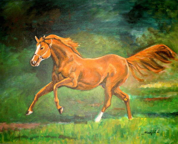 Horse Art Print featuring the painting The Stallion-Horse art painting by Manjiri Kanvinde