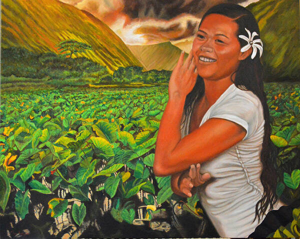 Taro Art Print featuring the painting The Taro Farm Girl by Thu Nguyen