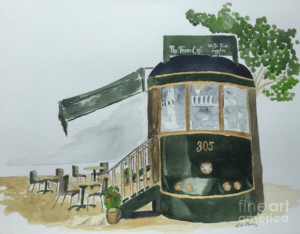 Cafe Art Print featuring the painting The Tram Cafe by Eva Ason