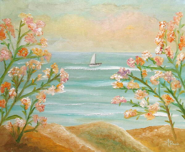 Seascape Art Print featuring the painting Those Splendid Summers by Angeles M Pomata