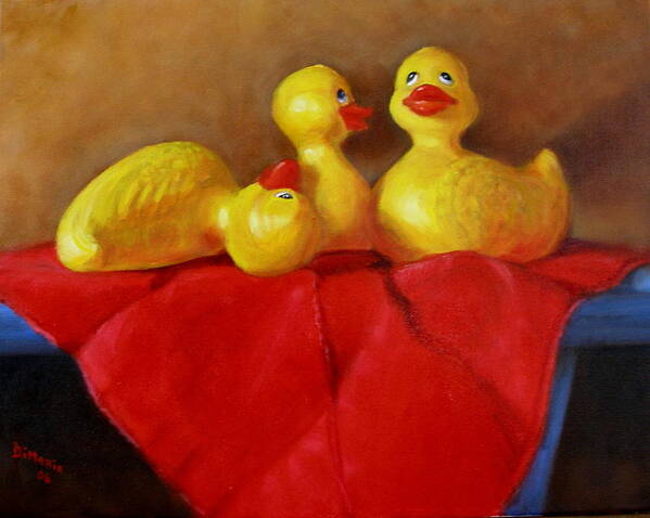  Art Print featuring the painting Three Rubber Ducks 3 by Donelli DiMaria