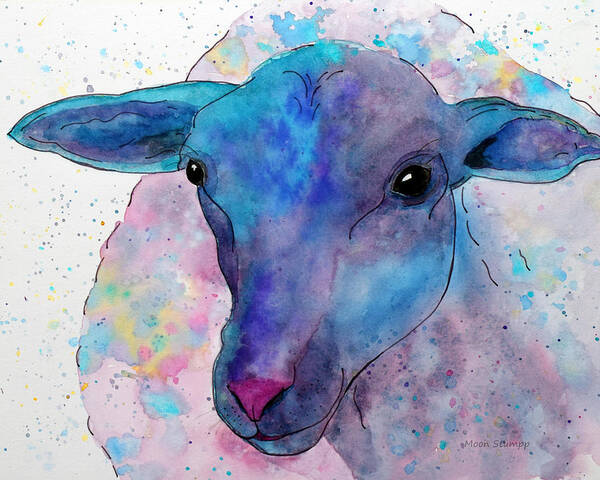 Sheep Art Print featuring the painting Three Sheep, 3 of 3 by Moon Stumpp