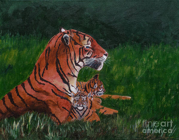 Tiger Art Print featuring the painting Tiger Family by Laurel Best