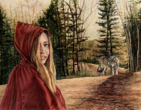 Little Red Riding Hood Art Print featuring the drawing To Grandmother's House We Go by Shana Rowe Jackson