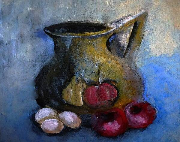 Paint Art Print featuring the painting Tomatoes and Eggs Still-Life by Lisa Kaiser