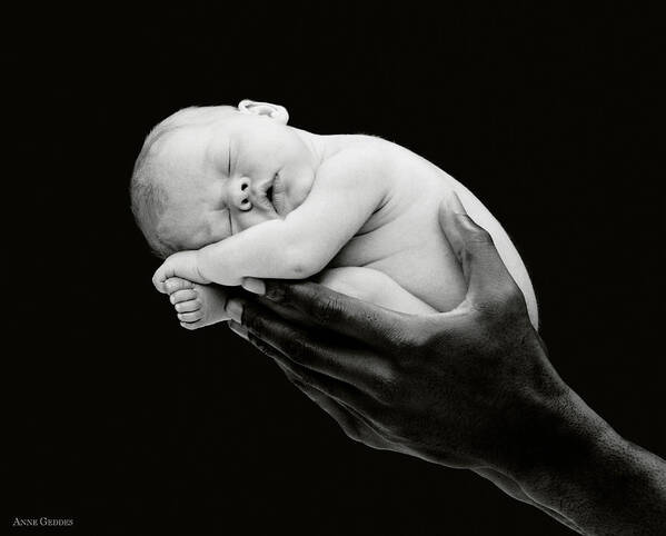 Black And White Art Print featuring the photograph Tony holding Georgia by Anne Geddes