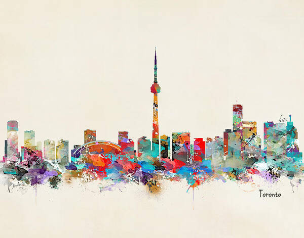 Toronto City Art Print featuring the painting Toronto Ontario Skyline by Bri Buckley