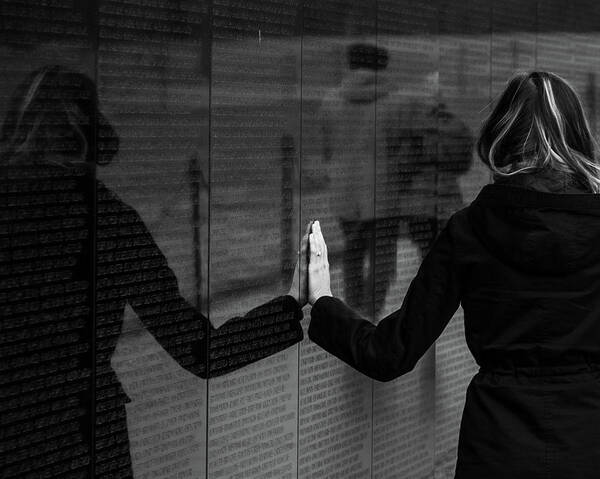 Vietnam Memorial Art Print featuring the photograph Touching Moment by Dennis Dame