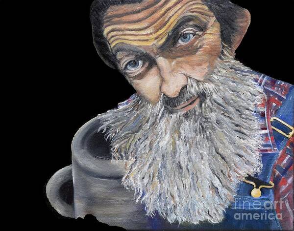 T-shirts Art Print featuring the painting Popcorn Sutton Shines with Transparent Background -for T-shirts and other fabric items- Moonshine by Jan Dappen