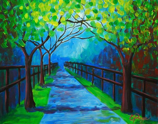 Tree Art Print featuring the painting Tree Lined Fence by Emily Page