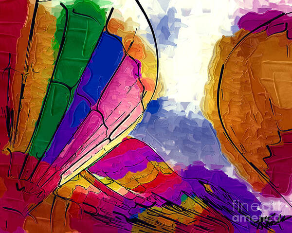 Hot Air Balloons Art Print featuring the digital art Triplets by Kirt Tisdale