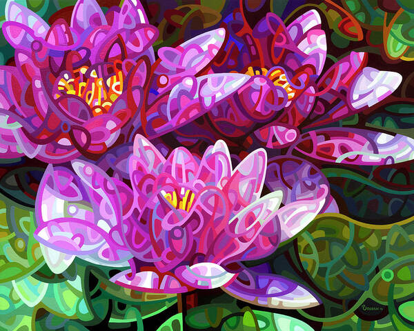 Floral Art Print featuring the painting Triumvirate by Mandy Budan
