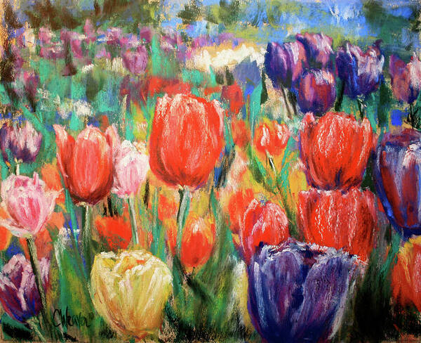Tulips Art Print featuring the painting Tulip Time by Cathy Weaver