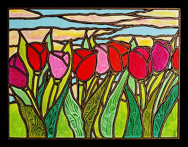 Tulips Art Print featuring the painting Tulips at Sunrise by Jim Harris