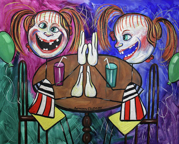 Twins Art Print featuring the painting Twins by Anthony Falbo