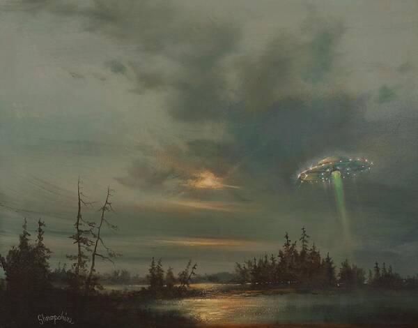 Ufo Art Print featuring the painting UFO Northern Exposure by Tom Shropshire