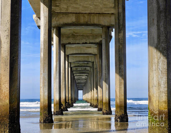 Scripps Pier Art Print featuring the photograph Under the Scripps Pier Horizontal by Beth Myer Photography